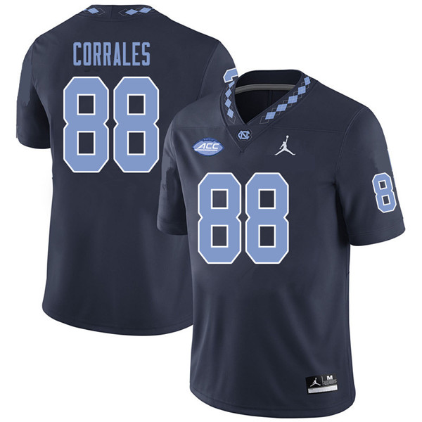 Jordan Brand Men #88 Beau Corrales North Carolina Tar Heels College Football Jerseys Sale-Navy